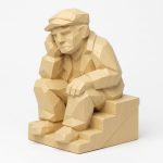 Wood Carved Back Steps Collectible Figurine in White Oak Finish - 3D Printed in Canada (White Oak)