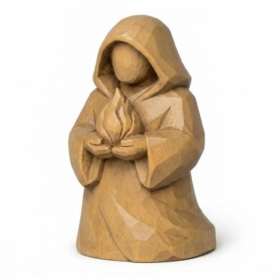 Wood Carved-Like Inner Light Figurine - Unique Desk Decor for Collectors 3D Printed in Canada - 3D Printed in Canada (Classic Birch)