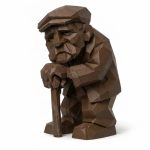 Wood Carved-Like Old Soul Figurine in Black Walnut Finish - 3D Printed in Canada (Black Walnut)