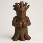 Wood Carved-Like Rooted Tree Figurine in Black Walnut Finish - 3D Printed in Canada (Black Walnut)