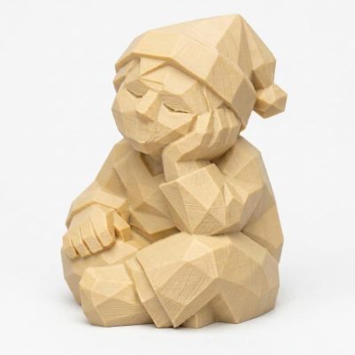 Wood-Carved-Like Dreamer Figurine in White Oak Finish - 3D Printed in Canada (White Oak)