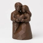 Wood Carved-Like Couple Holding Heart Figurine in Black Walnut Finish - 3D Printed in Canada (Black Walnut)