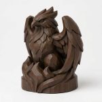 Wood Carved-Like Phoenix Figurine - Unique Desk Decor for Adults - Eye-Catching Collector's Display Piece – 3D Printed in Canada - 3D Printed in Canada (Black Walnut)