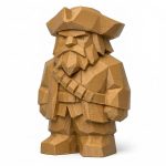 Wood Carved-Like Blackbeard Figurine - Unique Desk Decor for Adults 3D Printed in Canada - 3D Printed in Canada (Classic Birch)