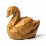 Wood Carved-Like Swan Figurine - Unique Desk Decor and Gift for Adults – 3D Printed in Canada - 3D Printed in Canada (Ochre Yellow)