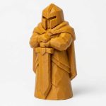 Wood-Carved-Like Standing Sentinel Figurine in Ochre Yellow Finish - 3D Printed in Canada (Ochre Yellow)