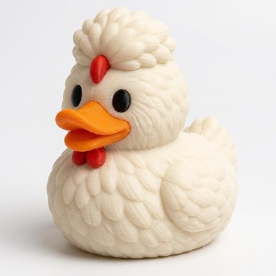 Silkie Chicken Duck Collectible Figurine - Unique Desk Decor for Adults – 3D Printed in Canada