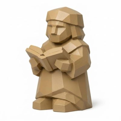 Wood Carved-Like Knowledge Figurine - Unique Desk Decor for Adults 3D Printed in Canada - 3D Printed in Canada (Classic Birch)