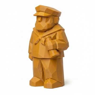Wood Carved-Like Sailor Figurine - Unique Desk Decor for Adults – 3D Printed in Canada - 3D Printed in Canada (Ochre Yellow)