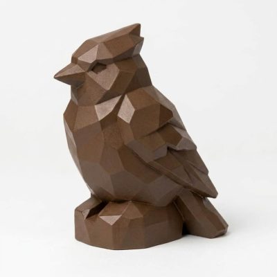 Wood Carved-Like Blue Jay Figurine in Black Walnut Finish - 3D Printed in Canada (Black Walnut)