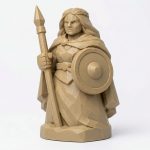 Wood Carved-Like Boudicca Figurine - Unique Desk Decor for Adults 3D Printed in Canada - 3D Printed in Canada (Classic Birch)