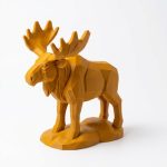 Wood Carved Moose Figurine in Ochre Yellow Finish - 3D Printed in Canada (Ochre Yellow)