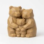 Wood Carved-Like Bear Family Figurine - Unique Desk Decor for Adults 3D Printed in Canada - 3D Printed in Canada (Classic Birch)