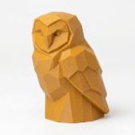 Wood Carved-Like Barn Owl Figurine in Ochre Yellow Finish - 3D Printed in Canada (Ochre Yellow)