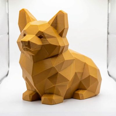 Wood Carved-Like Corgi Figurine - Unique Desk Decor for Adults – 3D Printed in Canada - 3D Printed in Canada (Ochre Yellow)