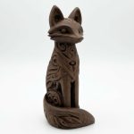 Intricately Carved Fox Figurine - Handcrafted Brown Woodland Animal Sculpture with Elegant Swirls for Unique Home Decor or Shelf Display Accent - 3D Printed in Canada — 3D Printed Foxes by 3DCentral