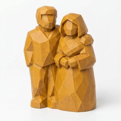 Wood Carved-Like Side by Side Figurine in Ochre Yellow Finish - Rustic Desk Decor for Collectors - 3D Printed in Canada (Ochre Yellow)