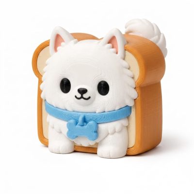 American Eskimo Dog Toast Collectible Figurine - Adorable 3D Printed Desk Decor for Home or Office - Unique Gift for Dog Lovers - 3D Printed in Canada