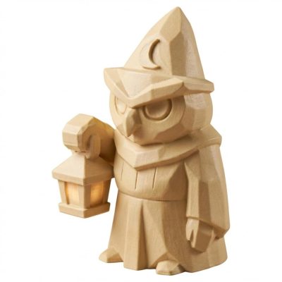 Wood Carved Night Guardian Figurine in White Oak Finish - 3D Printed in Canada (White Oak)