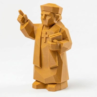 Wood Carved-Like Preacher Figurine - Unique Desk Decor for Adults – 3D Printed in Canada - 3D Printed in Canada (Ochre Yellow)