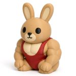 Muscular Bunny Collectible Figurine - Unique Desk Decor for Adults – 3D Printed in Canada