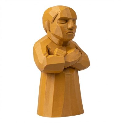 Wood Carved Pause Figurine in Ochre Yellow Finish - 3D Printed in Canada (Ochre Yellow)