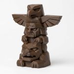 Wood Carved-Like Totem Pole Figurine in Black Walnut Finish - 3D Printed in Canada (Black Walnut)