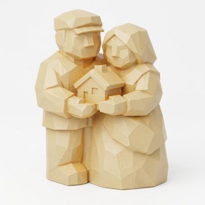 Wood Carved Hearth and Home Collectible Figurine in White Oak Finish - 3D Printed in Canada (White Oak)