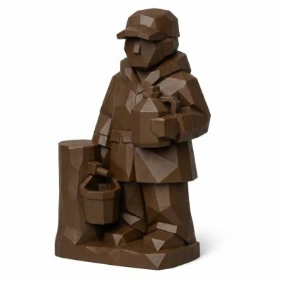Wood Carved-Like Maple Syrup Harvest Figurine in Black Walnut Finish - 3D Printed in Canada (Black Walnut)