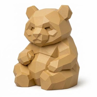 Wood Carved Panda Collectible Figurine - Unique Desk Decor for Adults 3D Printed in Canada - 3D Printed in Canada (Classic Birch)