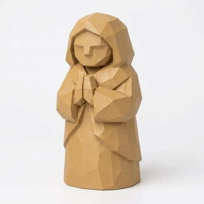 Wood Carved-Like Peaceful Spirit Figurine - Unique Desk Decor for Adults 3D Printed in Canada - 3D Printed in Canada (Classic Birch)