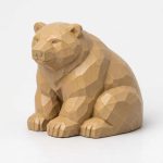 Wood Carved-Like Polar Bear Figurine - Unique Desk Decor for Adults 3D Printed in Canada - 3D Printed in Canada (Classic Birch)
