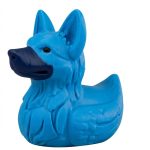 German Shepherd Duck Figurine – Funny 4x4 Rubber Duck for Vehicle Ducking, Cruise Hiding & Dog Lovers – Dashboard Collectible Gift for Off-Road & Travel Fans – 3D Printed in Canada (Ocean Blue) — 3D Printed Ducks by 3DCentral