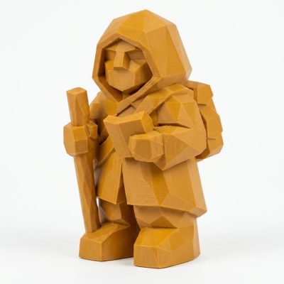 Wood Carved-Like Figurine in Ochre Yellow Finish - 3D Printed in Canada (Ochre Yellow)