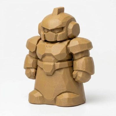 Wood Carved-Like Robot Figurine - Unique Desk Decor for Adults 3D Printed in Canada - 3D Printed in Canada (Classic Birch)