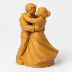 Wood Carved-Like Dancing Couple Collectible Figurine - Unique Desk Decor for Adults – 3D Printed in Canada - 3D Printed in Canada (Ochre Yellow)