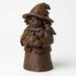 Wood Carved-Like Autumn Scarecrow Figurine - Unique Desk Decor for Adults – 3D Printed in Canada - 3D Printed in Canada (Black Walnut)