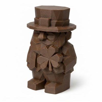 Wood Carved-Like Irish Clover Figurine - Unique Desk Decor for Adults – 3D Printed in Canada - 3D Printed in Canada (Black Walnut)
