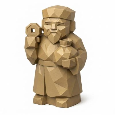 Wood Carved Good Fortune Collectible Figurine - Unique Desk Decor for Adults 3D Printed in Canada - 3D Printed in Canada (Classic Birch)