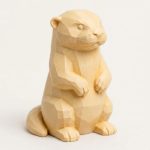 Wood Carved-Like Otter Figurine - Unique Desk Decor for Collectors – 3D Printed in Canada - 3D Printed in Canada (White Oak)