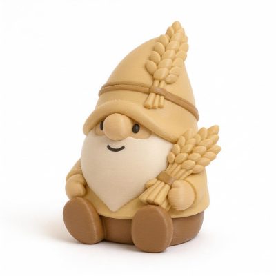 Wheat Gnome Collectible Figurine - Handcrafted Bearded Gnome with Wheat Bundle - Unique Desk Decor and Office Accent for Adults - 3D Printed in Canada