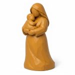 Wood Carved-Like Loving Mother Figurine in Ochre Yellow Finish - 3D Printed in Canada (Ochre Yellow)