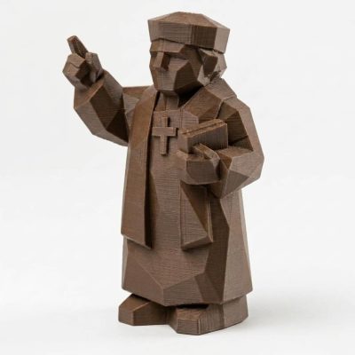 Wood Carved-Like Preacher Figurine - Unique Desk Decor for Adults – 3D Printed in Canada - 3D Printed in Canada (Black Walnut)