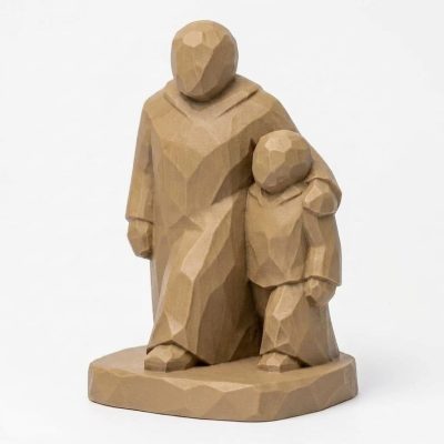 Wood Carved-Like Walk Together Figurine - Unique Desk Decor for Collectors 3D Printed in Canada - 3D Printed in Canada (Classic Birch)