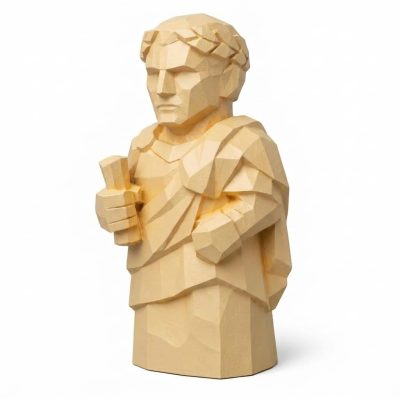 Wood Carved-Like Julius Caesar Figurine in White Oak Finish - 3D Printed in Canada (White Oak)