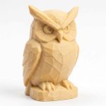 Wood Carved-Like Great Horned Owl Figurine - Unique Desk Decor for Adults – 3D Printed in Canada - 3D Printed in Canada (White Oak)