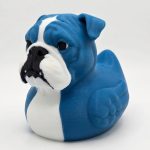 Bulldog Duck Figurine – Hilarious Rubber Duck Bulldog Hybrid for Dog Lovers, Unique Gift or Shelf Decor Accent – 3D Printed in Canada (Ocean Blue)