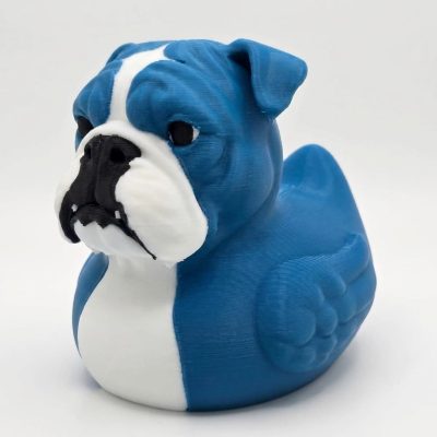 Bulldog Duck Figurine – Hilarious Rubber Duck Bulldog Hybrid for Dog Lovers, Unique Gift or Shelf Decor Accent – 3D Printed in Canada (Ocean Blue)