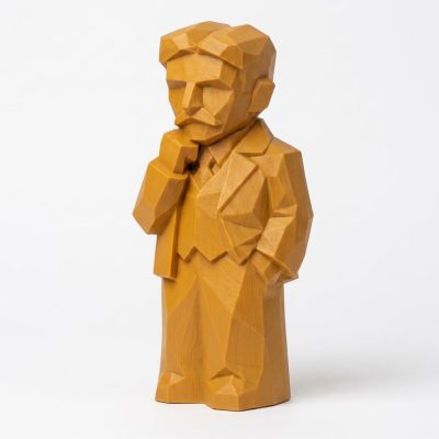 Wood Carved-Like Nikola Figurine in Ochre Yellow Finish - 3D Printed in Canada (Ochre Yellow)