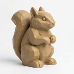 Wood Carved-Like Squirrel Figurine - Unique Desk Decor for Adults 3D Printed in Canada - 3D Printed in Canada (Classic Birch)